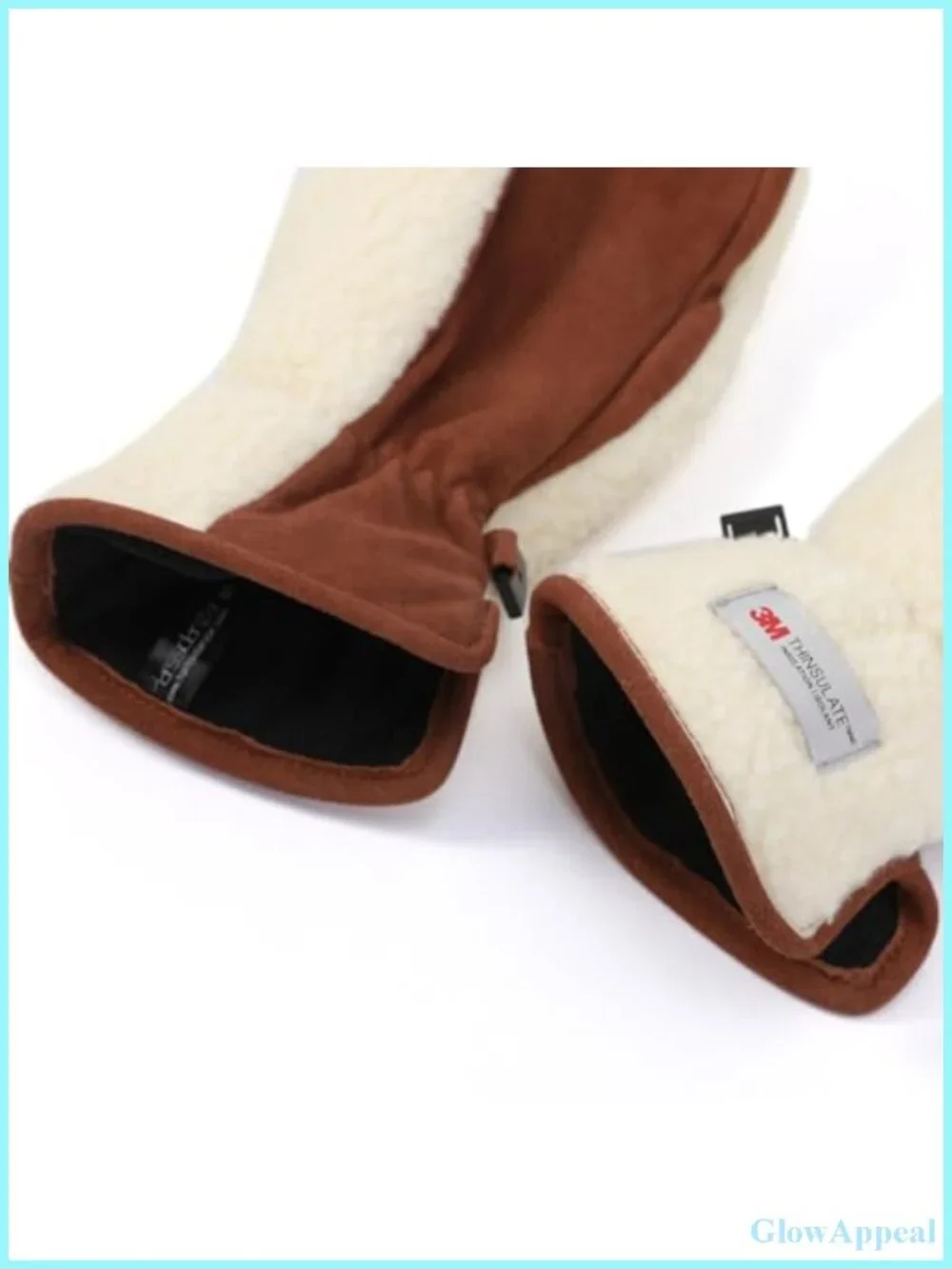 Thermal Lined Suede Sheepskin Winter Mittens with Fur Cuffs & Finger Liners